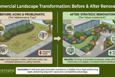 Commercial Landscape Transformation: Before and After - Brookstone Landscape & Design - Seattle, WA