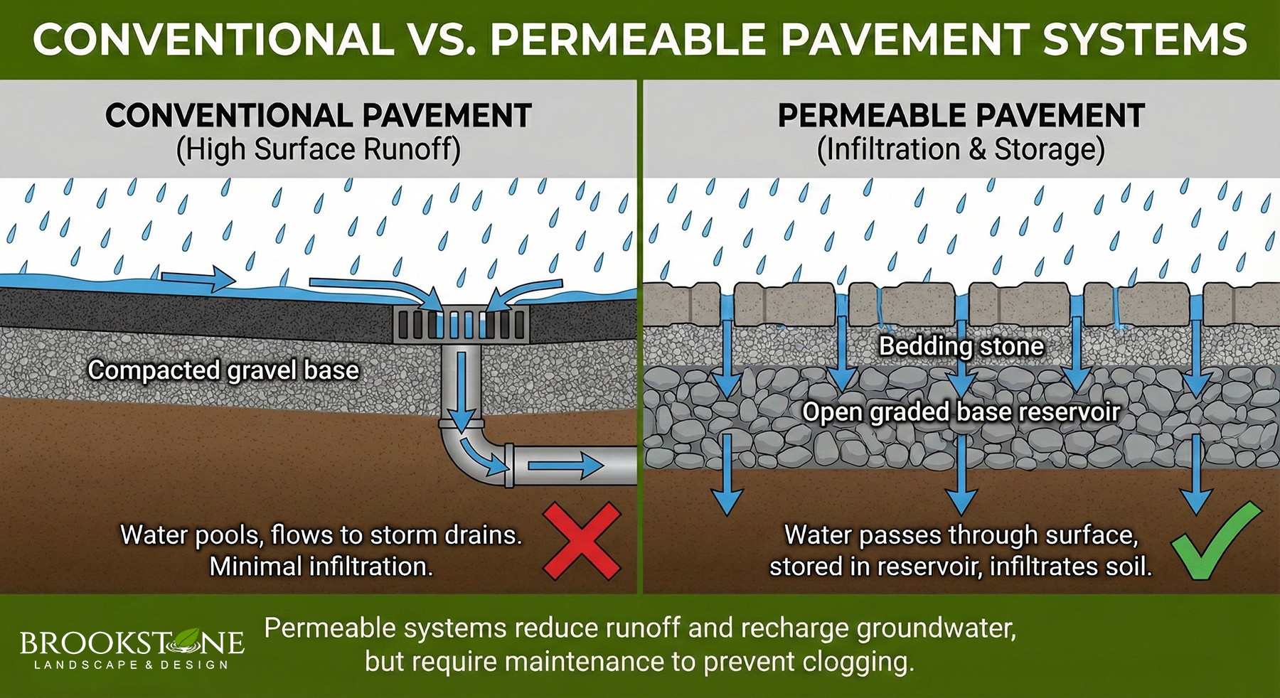 Conventional vs. Permeable Pavement Systems  |  Brookstone Landscape & Design - King County, Washington